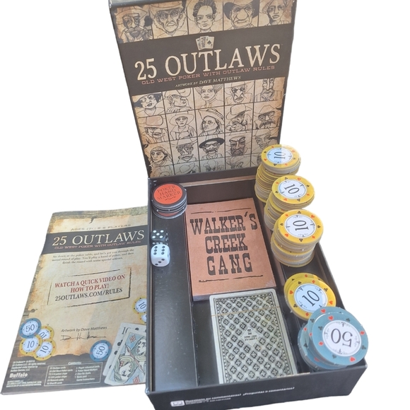 25 Outlaws Card Game 2019 Buffalo Games Old West Poker Dave Matthews Open Box - Picture 2 of 2